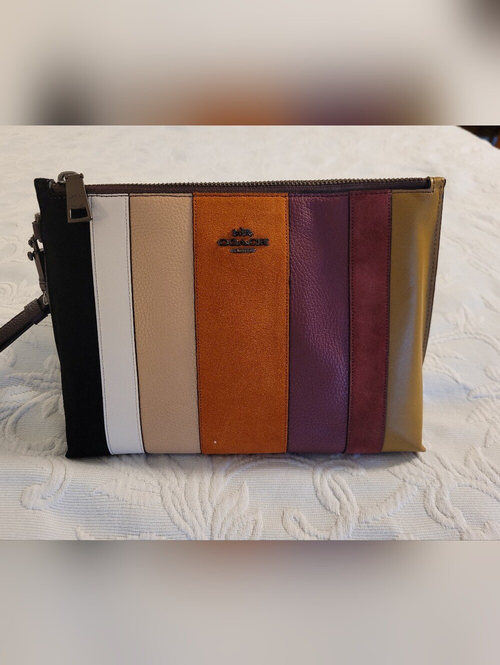 Coach Wristlet Medium Charlie with Patchwork Stripes